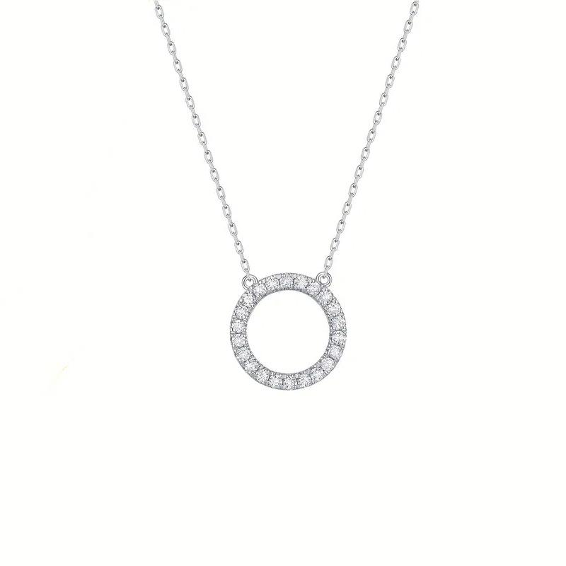 2026 New Trendy Circle Necklace with Cubic Zirconia Simple Stylish Clavicle Chain  for Women Wedding Eternity Jewelry