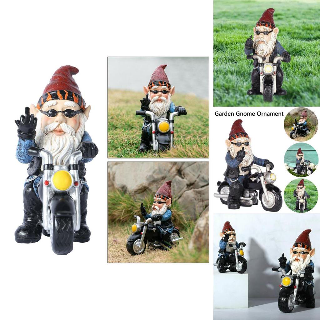Novelty Garden Gnomes Statues Motorcycle Dwarf  Ornaments Outdoor Decor Naughty