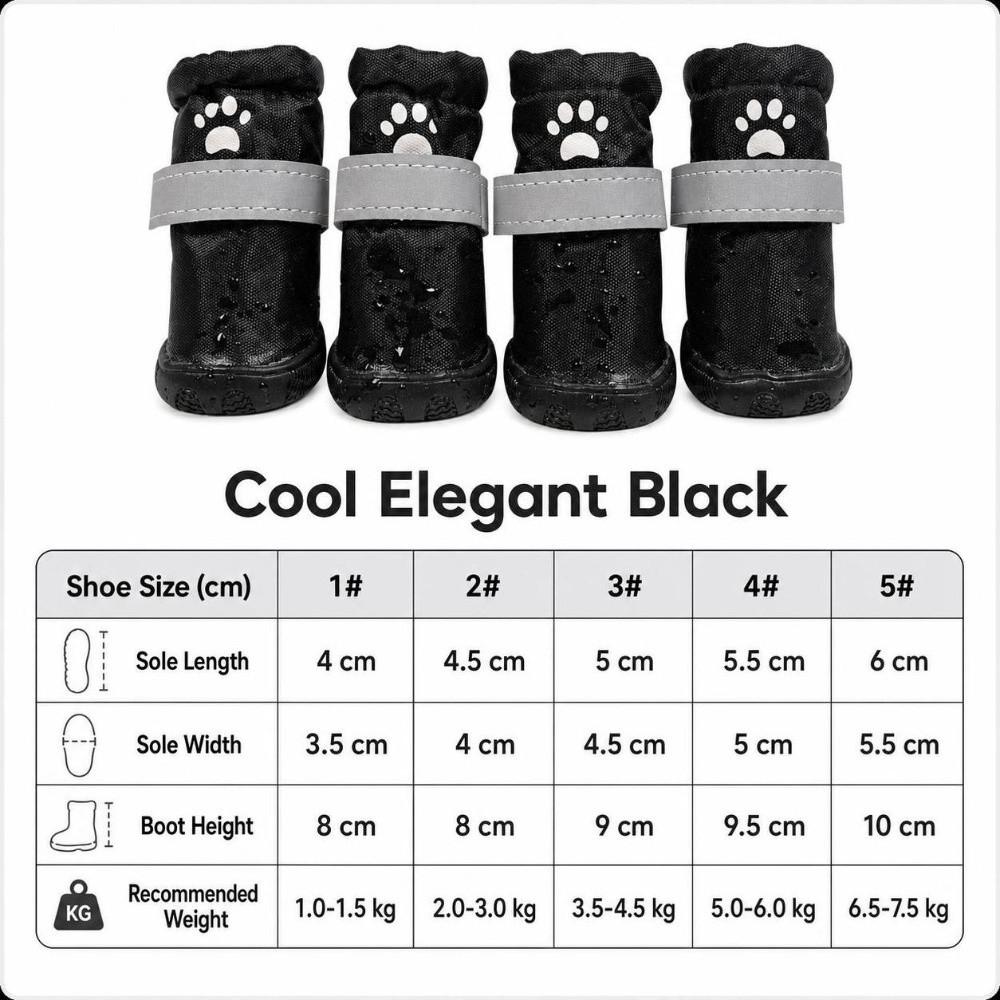 4Pcs Anti-Slip Dog Shoes Waterproof Dog Footwear Fashion Pet Boots Puppy
