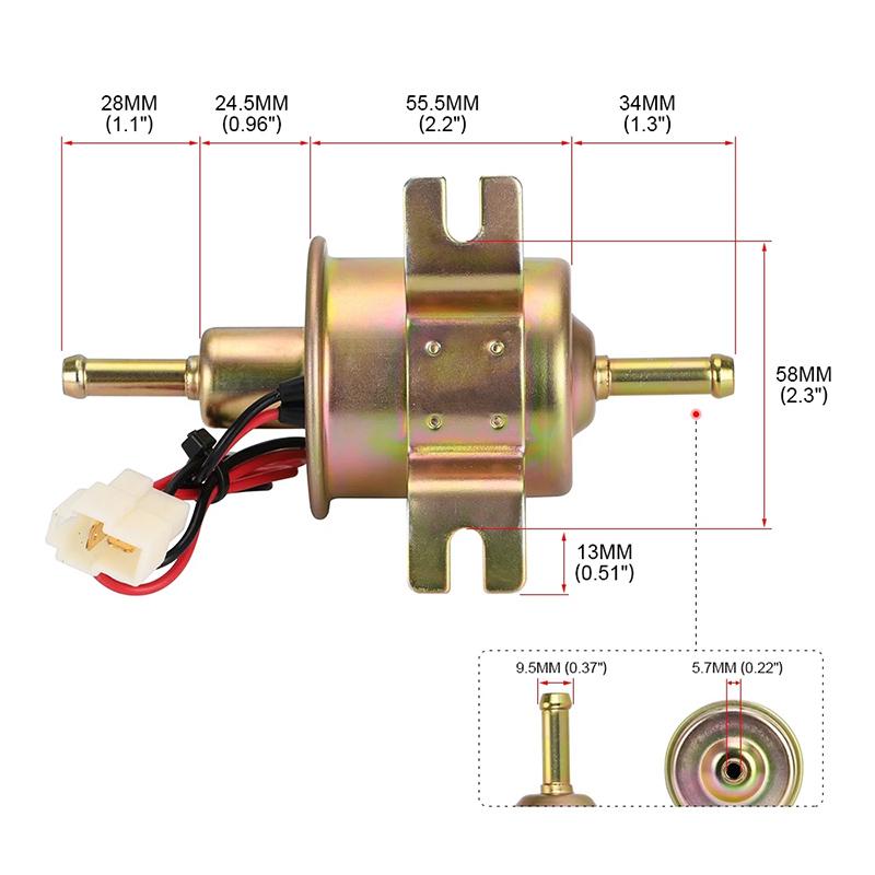 Hep-02A New Universal 12V Electric Fuel Pump For Carburetor Motorcycle Atv