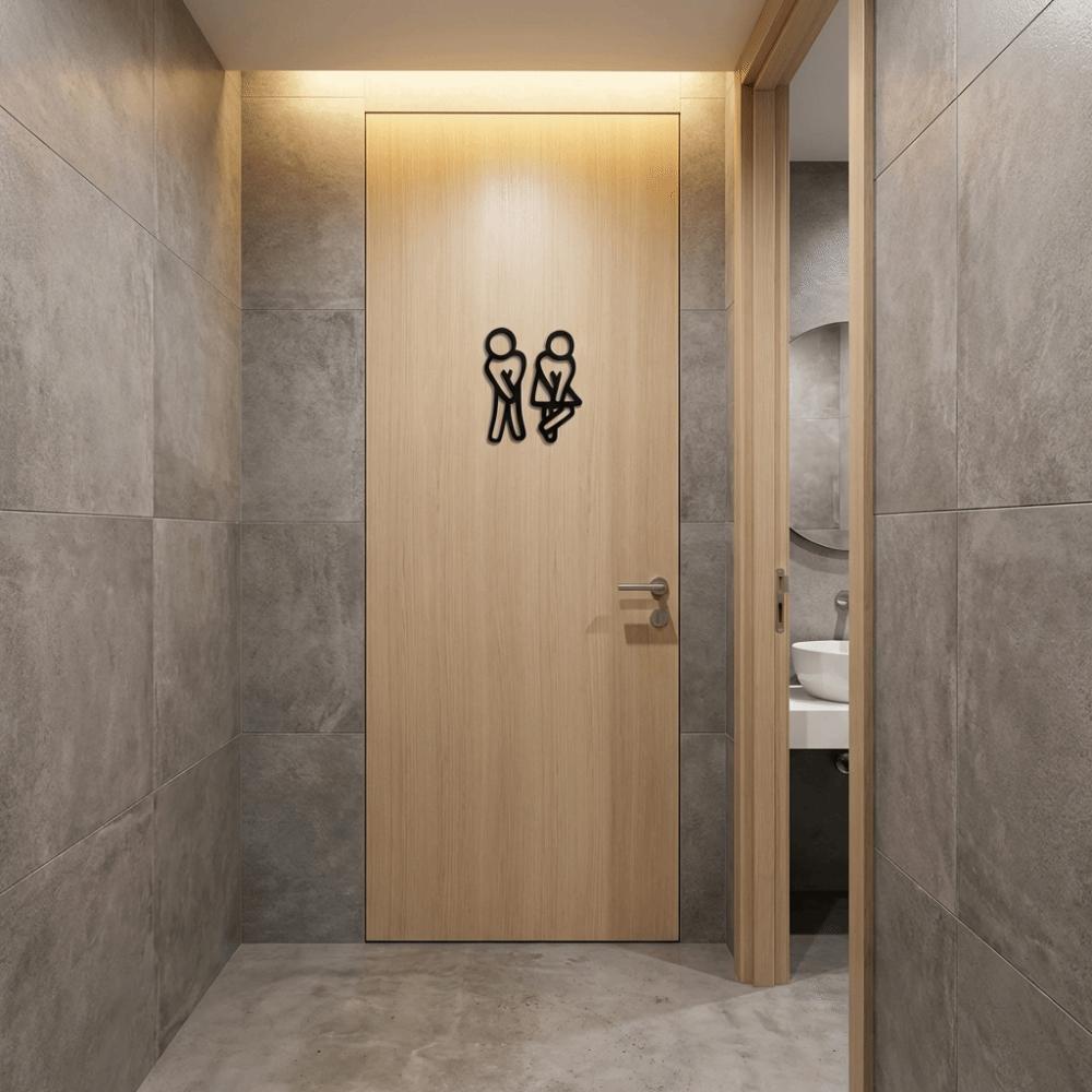 Moderne 2D Flache WC-Türschilder 12cm Holz Toilettenschilder Lustige Dekorative Badezimmer-Hinweisschilder Damen Toilette