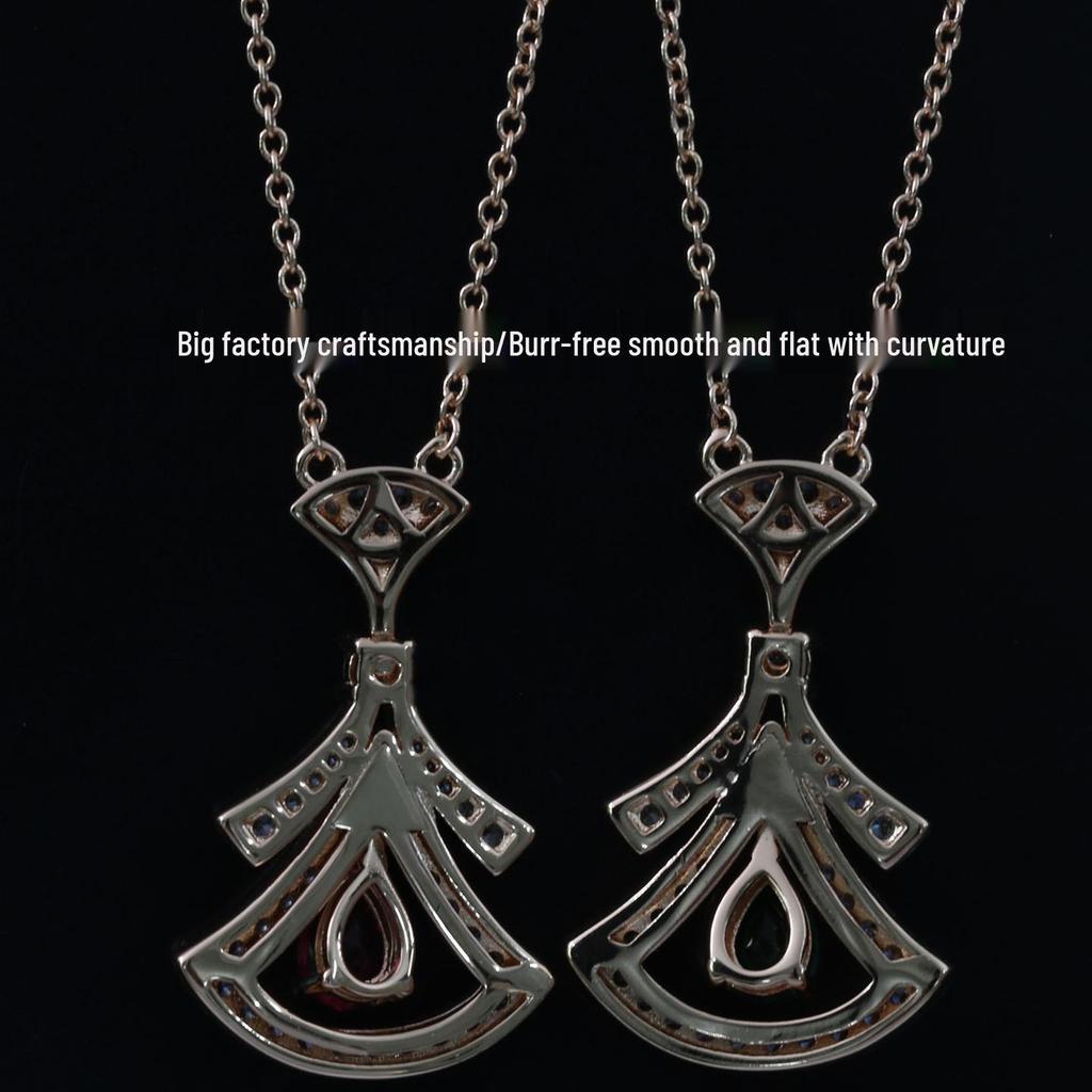 Baojia Luxury Ruby Diamond Clavicle Necklace for Women