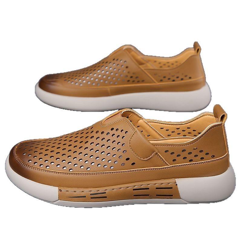 New Men's Hole Shoes, Fashionable Hole Shoes for Summer Wear, Men's Textured Breathable Bag Head Cool Slippers