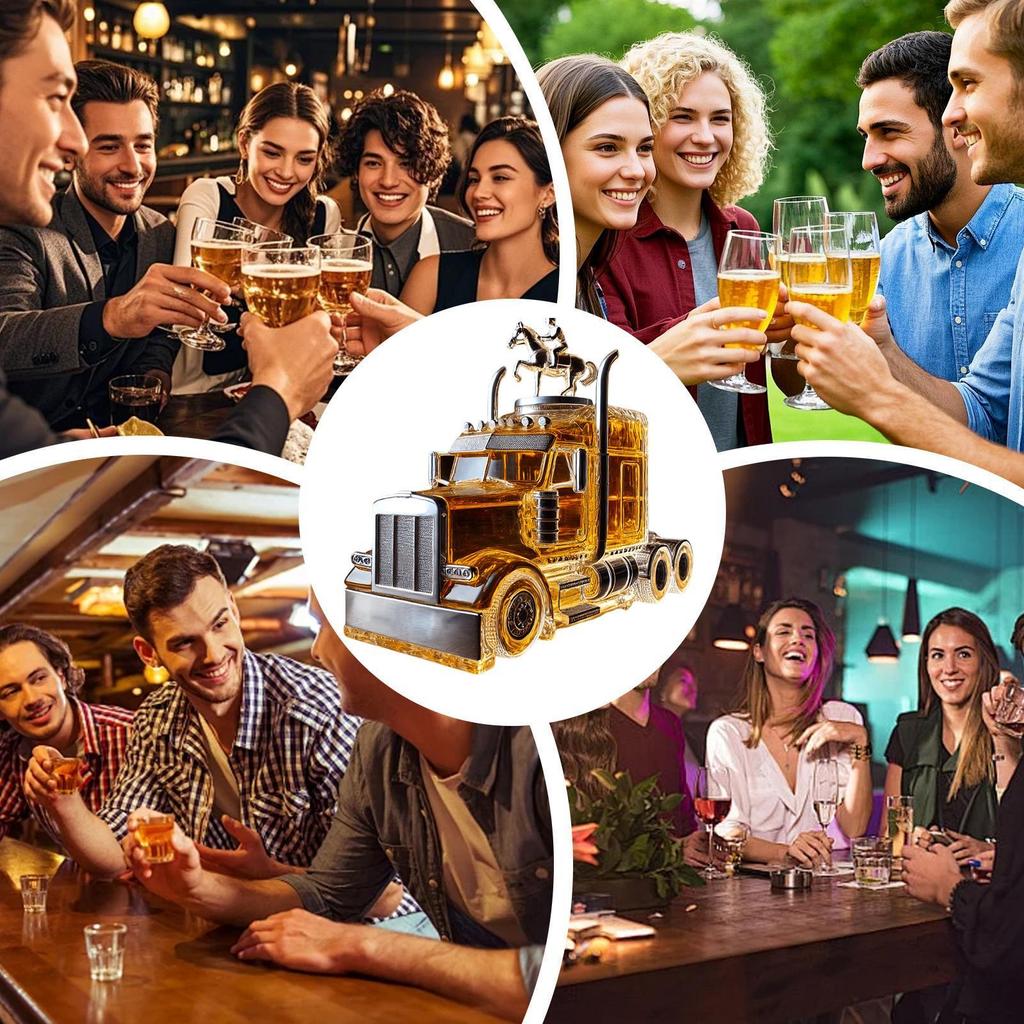 Whiskey-Dekanter, halber LKW-Bourbon-Spender, 375 ml, Vintage-Spirituosenbehälter mit interessantem Verschluss, ideal für Brunch-Bier