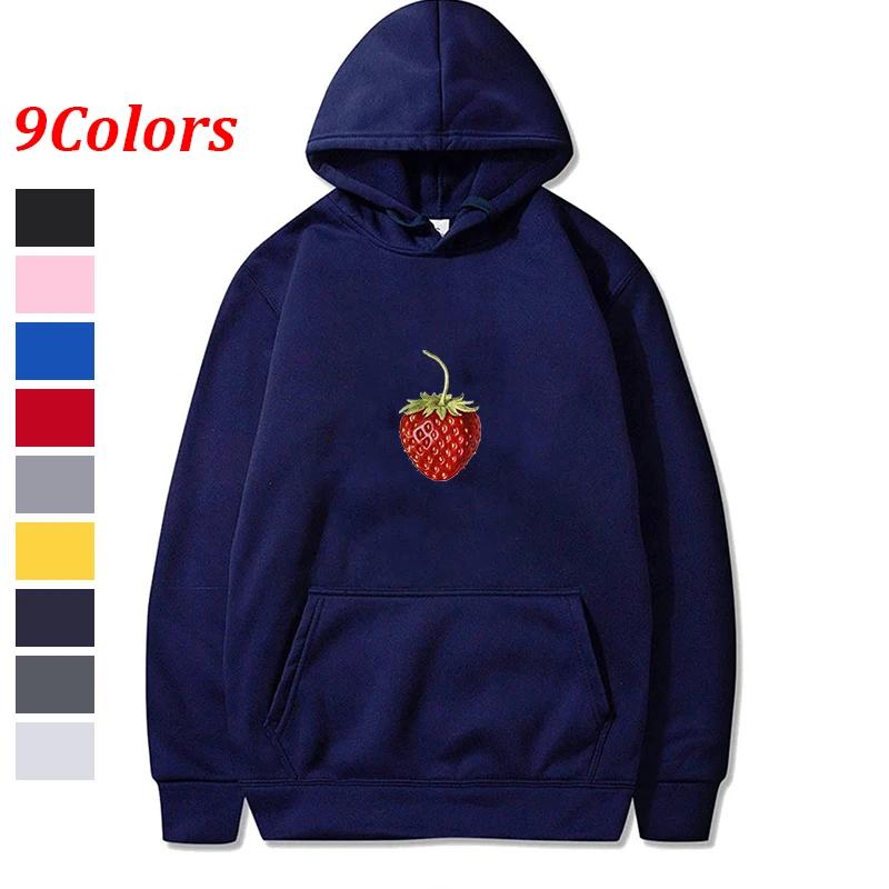 Autumn Fleece Solid Color Drawstring Pockets Finger Heart Hooded Korean Fashion Long Sleeve Loose Hoodie Sweatshirts Top