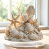 Yousheng Coastal Shell Coral Ornament, 2D Flat Acrylic Starfish Decoration with Base, Ocean Shells Table Centerpiece Ornament for Home Desk Shelf
