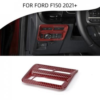 Interior Headlight Switch Button Panel Cover Trim For Ford F150 + Red Carbon