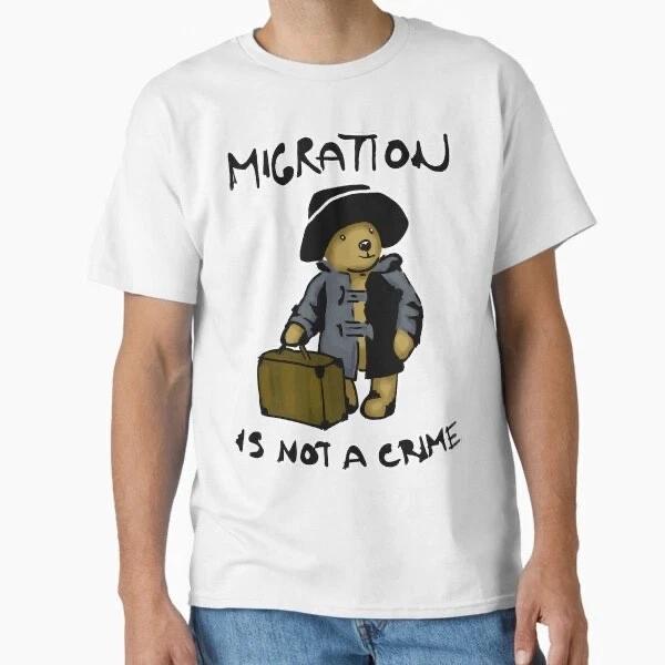 Migration is not a crime Christmas Banksy film movie 80s retro sci fi t shirt 4XL