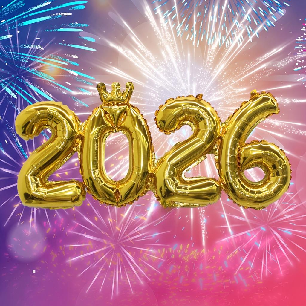 Crown 2026 Number Aluminum Foil Balloon - For Christmas & New Year Decorations, Festive Party Supplies, Christmas Decorations