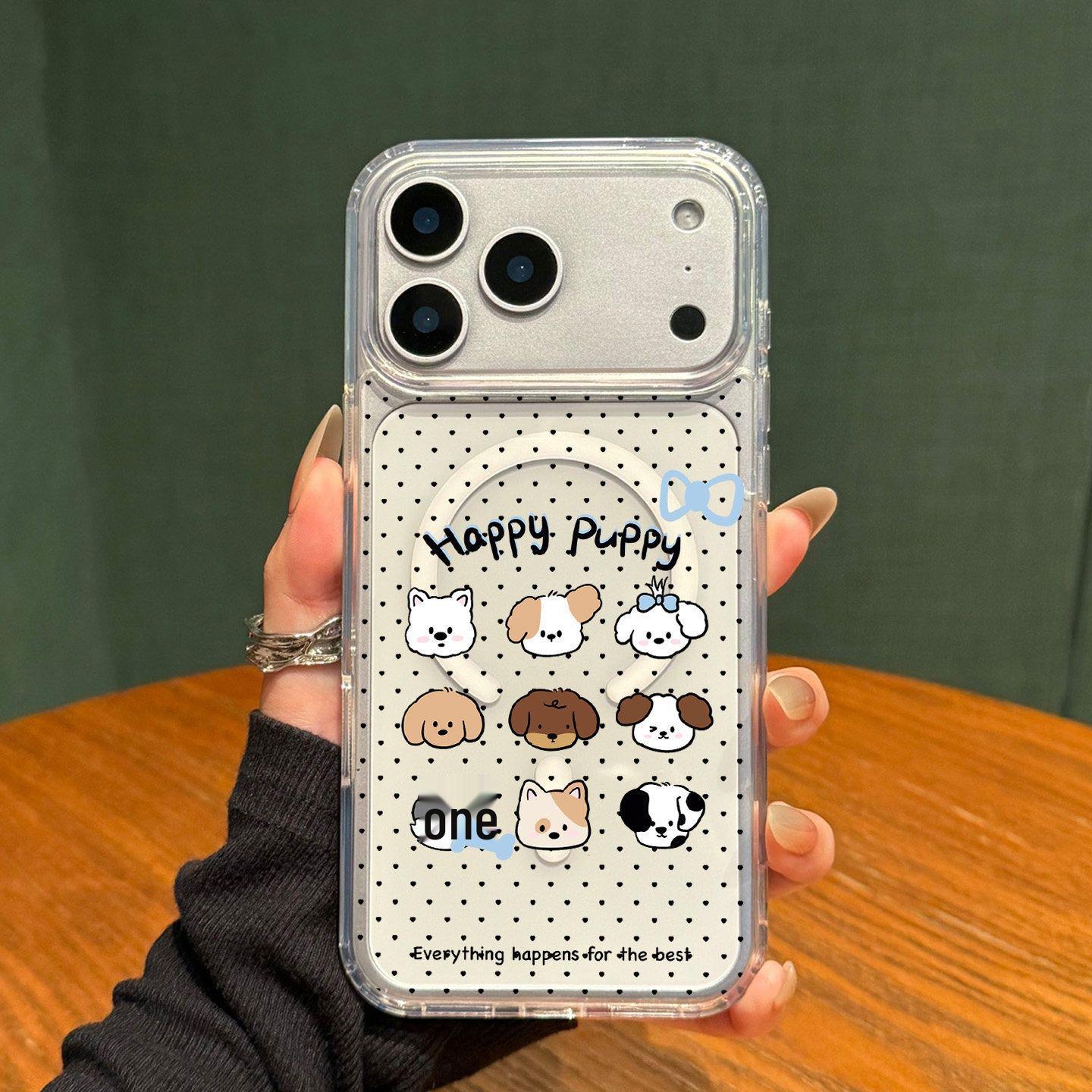 

Polka Dot Cartoon Puppy Phone Case for iPhone 11-17 Pro Max & 13-16 Acrylic 13 Pro