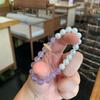 Natural Crystal Bracelet With Amethyst Citrine Beads Minimalist Double-Color Design Handmade Adjustable Ring Slider