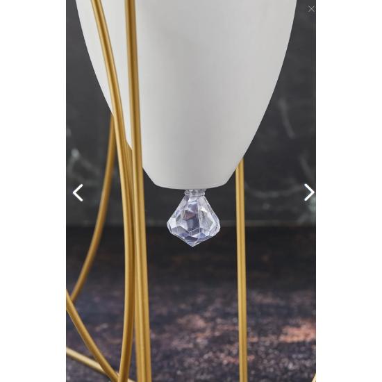 Metal 2-Piece Gold-Legged Decorative White Flowerpot