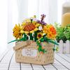 Rose Flower Basket Bouquet Building Kit Bonsai Sunflowers Building Blocks Set Blossoms Moc Bricks Puzzle Kids Toys Girls Gifts