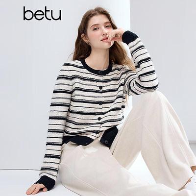 Betu Women's Striped Long Sleeve Knit Sweater