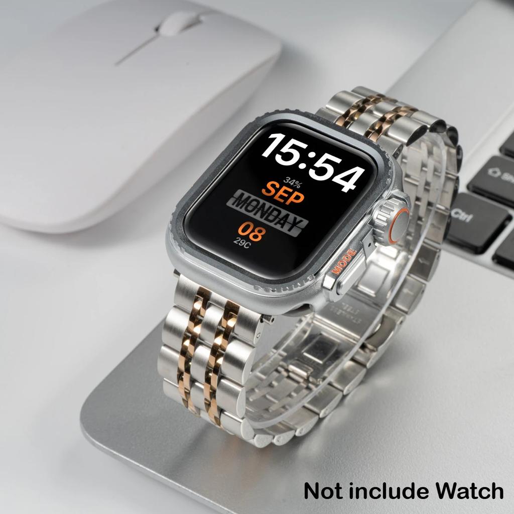 Stainless Steel Strap+Case For Apple Watch Ultra3 2 49mm 46 45mm 44 42mm Watch Luxury Bracelet For iWatch Series 11 10 9 8 7 6