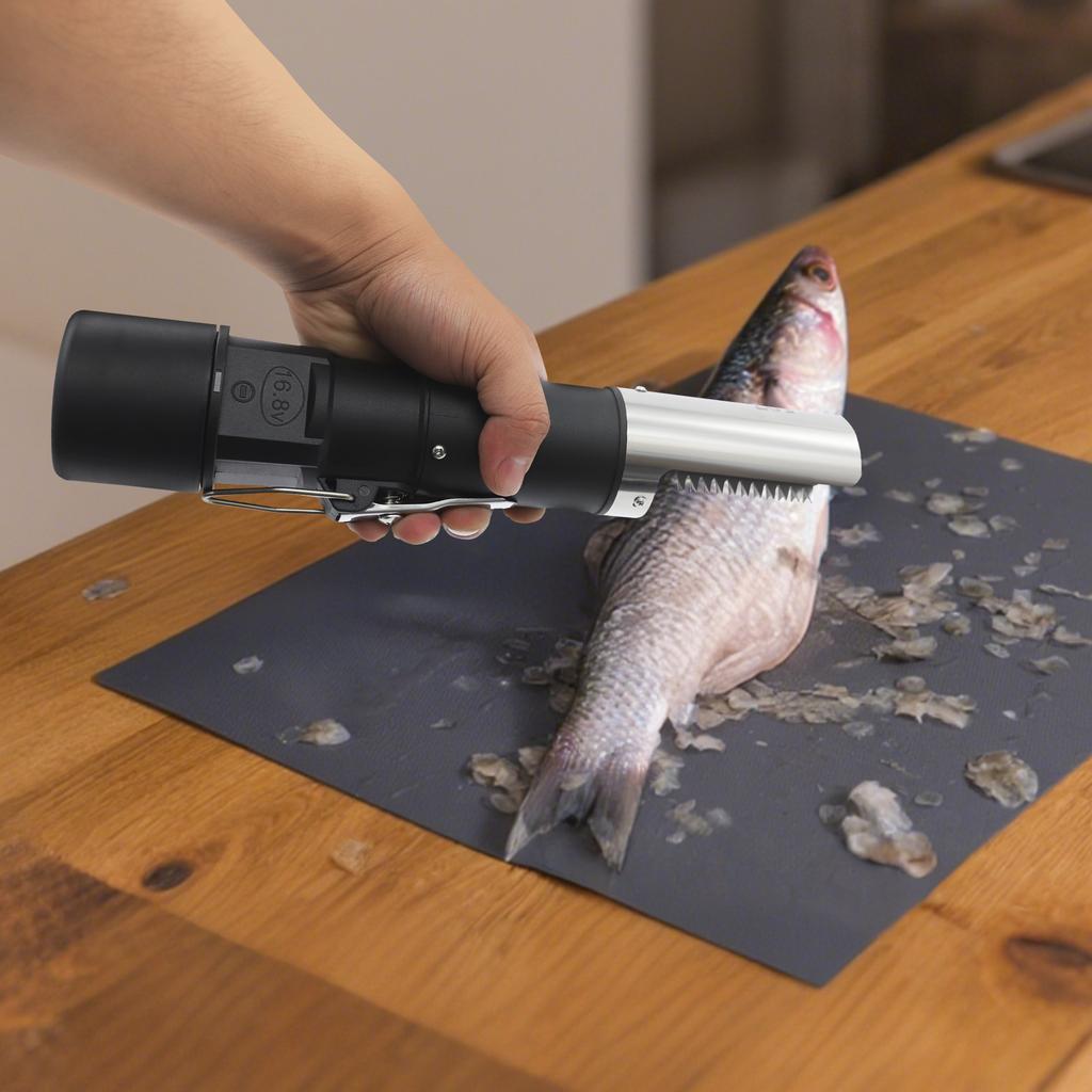 Electric Stainless Steel Fish Scaler,Black Electric Fish Scaler with Rechargeable Battery for Fish Markets,Seafood Restaurants