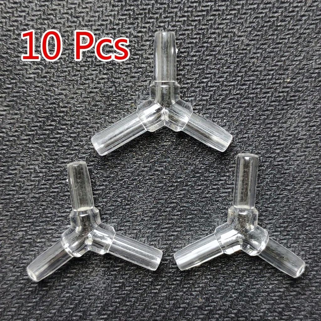 10 Pcs 4mm  Clear Plastic Aquarium “Y”3 Way Airline Tube Connectors Durable Easy To Install for Aeration Systems