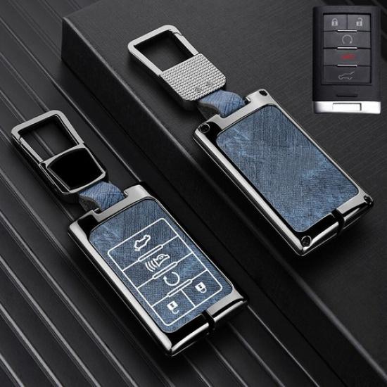 Zinc Alloy Leather Car Key Fob Case Cover Bag For Chevrolet Corvette C7 2014+