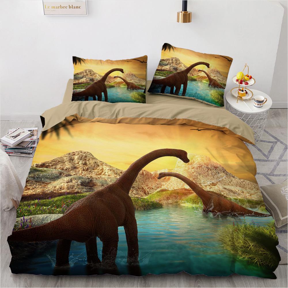 Dinosaur Jurassic Bedding Set Winter Duvet Cover With Pillowcases 3 Pcs Bed Set Queen Size Juego De Cama Home Textile Kids Adult