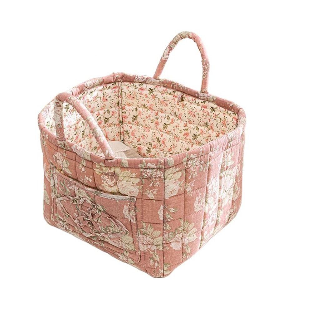 Pastoral Style Fabric Storage Basket Washable Stackable Underwear Debris Organizing Frame Foldable Sundries Storage Organizer