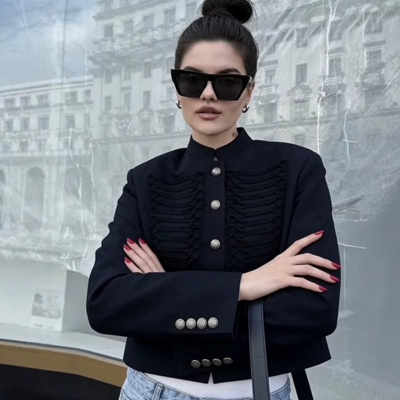 INS Womens Vintage Style Jacket Versatile Fashion Outerwear