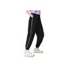 Li Ning Sports Trend Series Solid Color Logo Embroidered Striped Drawstring Cuffed Sweatpants Women Sweatpants Black AYKS774-1