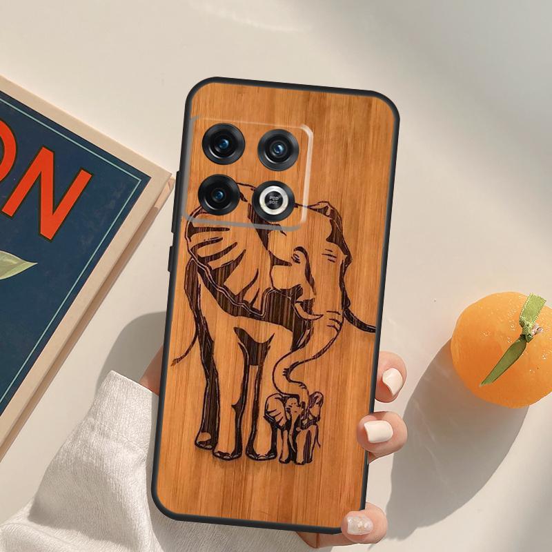 Natural Bamboo Wood Animal Print Case For OnePlus 13T 10T 10R 12R 13R 15 13 12 11 10 9 Pro Nord CE 5 2 3 4 Lite N20 N30 Cover