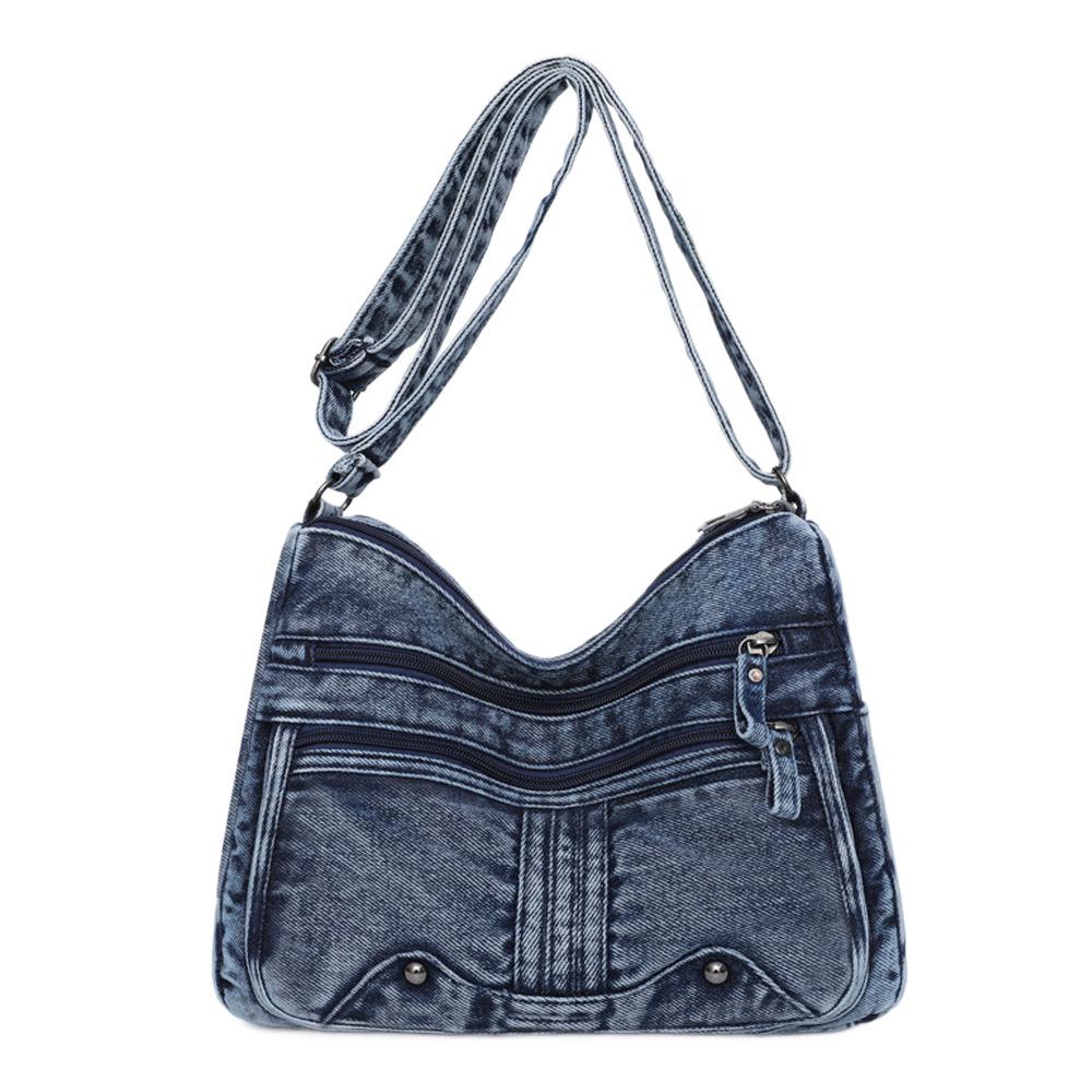 Fashionable Denim Women's Bag, Large-capacity Hand-held Shoulder Crossbody Bag Casually