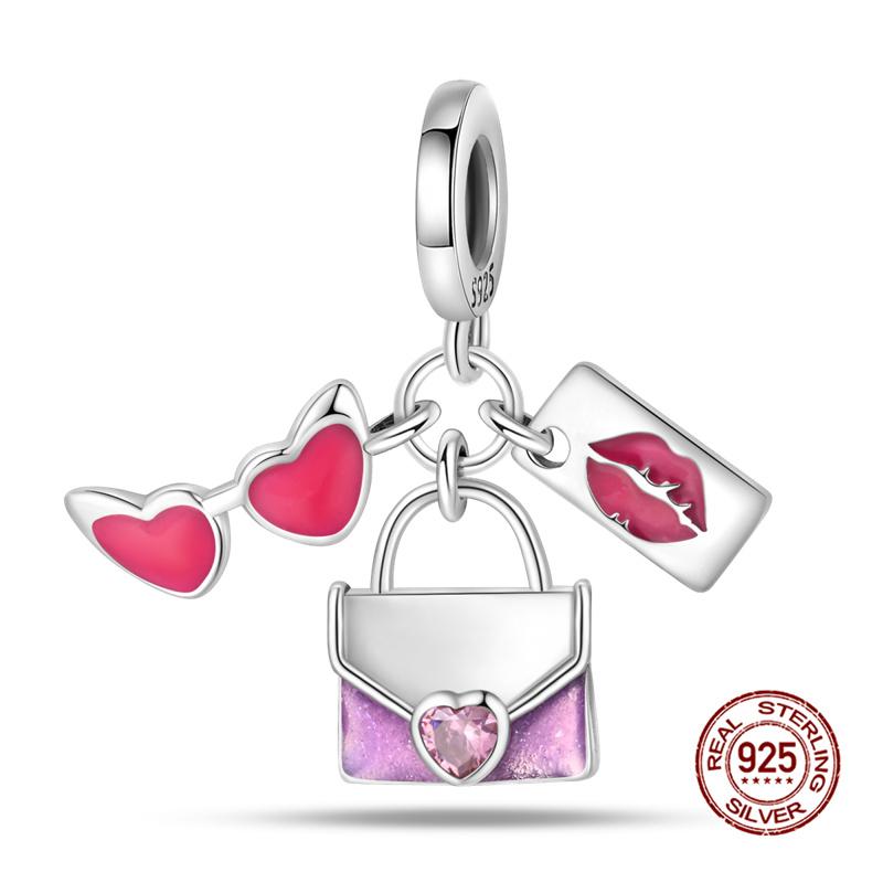 Original Charms Copper Pink Girly Heart-Shaped Charms Bead Fit 3Mm Original Bracelet Womens Diy Fine Jewelry Gifts