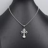 Trendy Stainless Steel Men's Cross Pendant Necklace with Long Sweater Chain