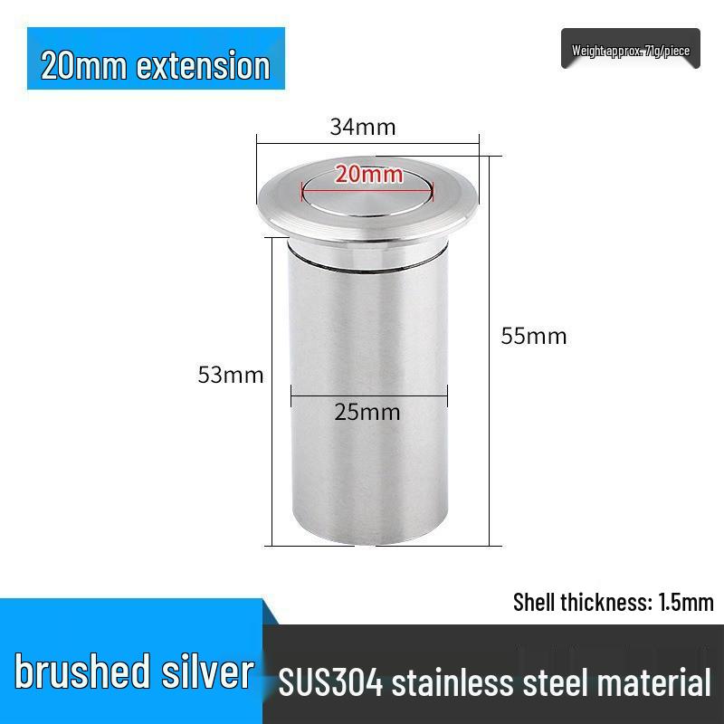 304 Stainless Steel Dustproof Door Bolt Plug with Concealed Top/Bottom and Anti-Sand Cap