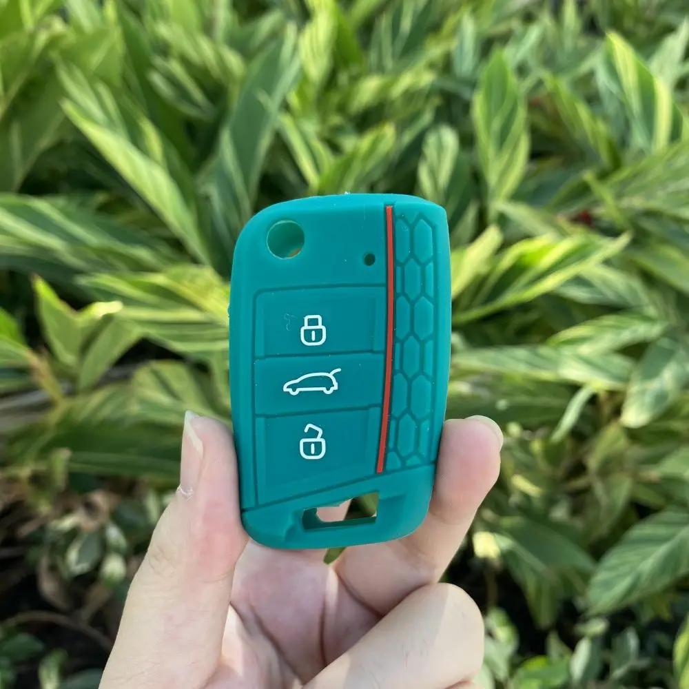 3 Button Silicone Car Key Case Cover for Volkswagen VW Polo Golf 7 MK7 for Skoda Octavia Combi SEAT Leon Ibiza CUPTRA Keychain