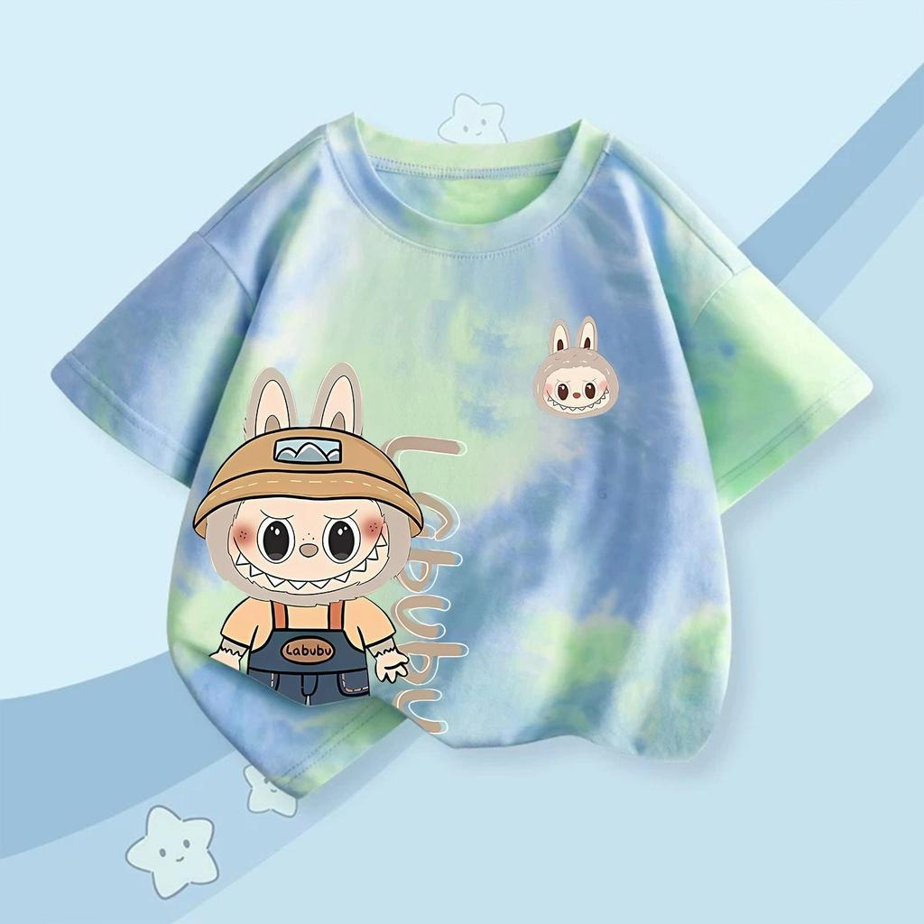 Monster Elf Cartoon Graphic Labubu Kids Printed T-shirt Summer Men's and Women's Casual Outdoor Girl Short Sleeved T-shirt Top
