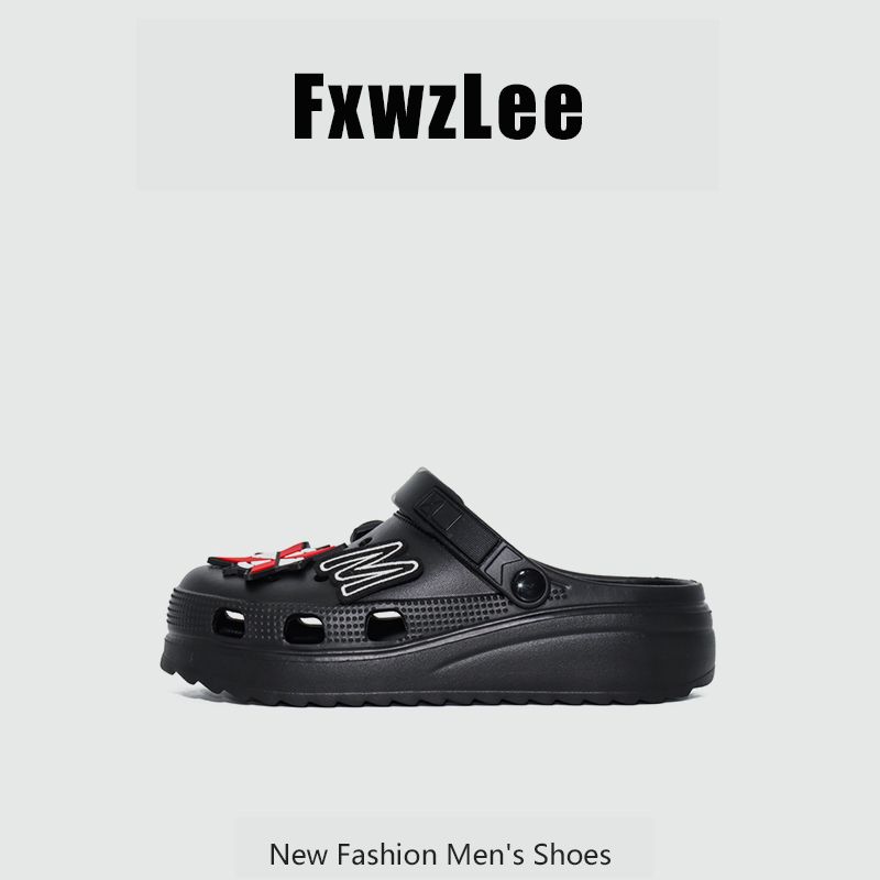 

[Super Popular Accessories] Fxwzlee2025 Cartoon Trendy Outwear Hole Shoes Baby Boy and Girl Summer Thick Sole Feeling of Walking on Shit Black (Export quality) 45/46