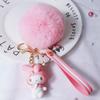 Neue Sanrio Hello Kitty Kuromi Melody Cinnamoroll Entzückende Schlüsselanhänger mit flauschigem Kaninchenfell-Kugel Damen Mädchen Tasche Anhänger Schlüsselanhänger Geschenke