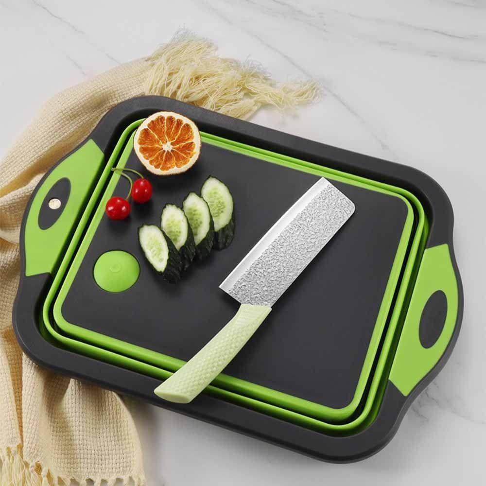 Portable Collapsible Sink with Colander Space Saving Foldable Basin Plastic Material Built-in Sink Collapsible Cutting Board