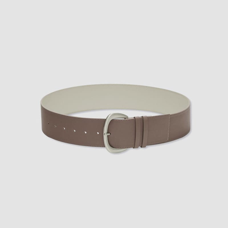 

Симметричный процентный широкий ремень с пряжкой / Бежевый F