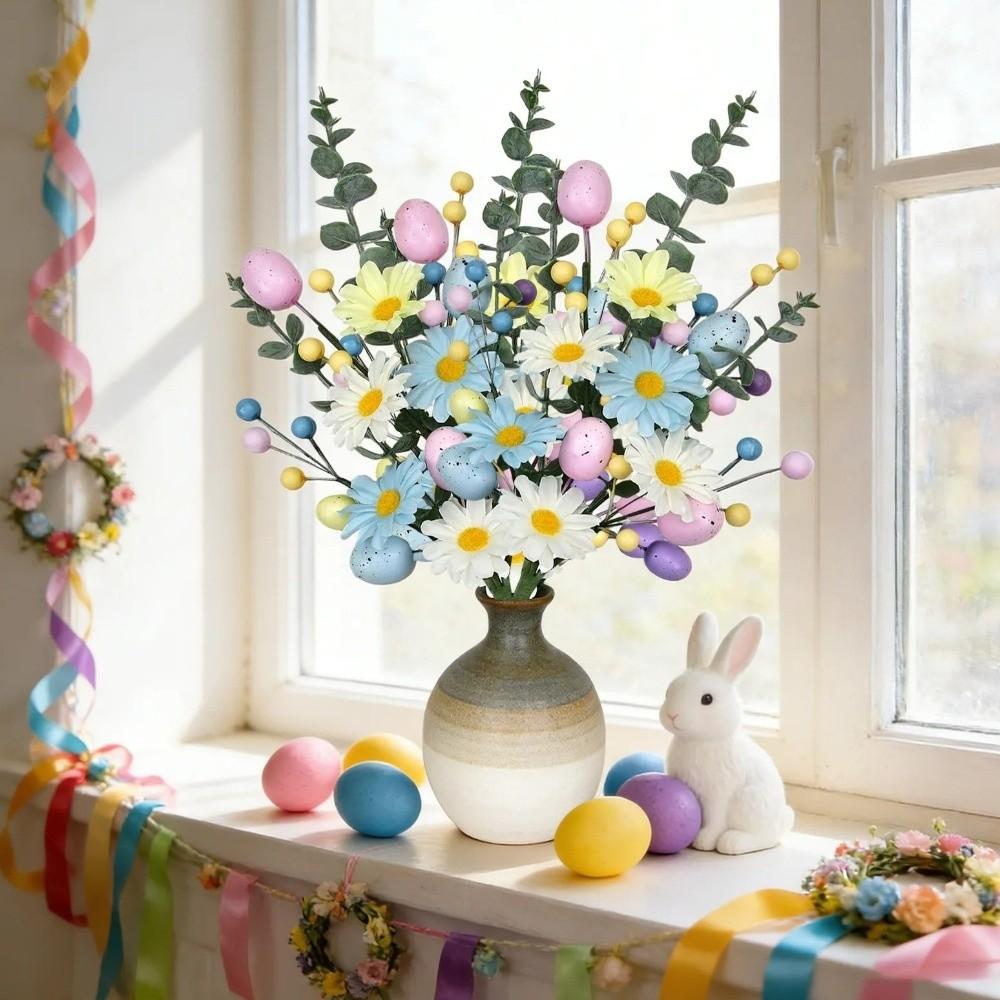 Realistic Easter Flower Bouquet Decorative Colorful Artificial Berries Floral DIY Berry Easter Egg Branch Office Desktop