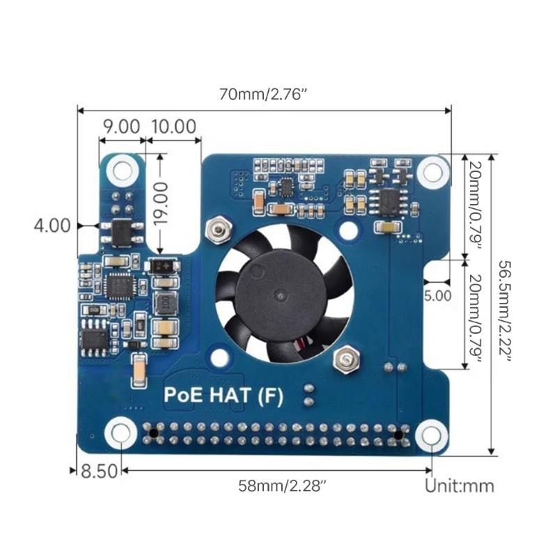 Power Over Ethernet (Poe) Expansion Board Suitable For RPI5, Supporting IEEE802.3af/At Networking Standard Power Module