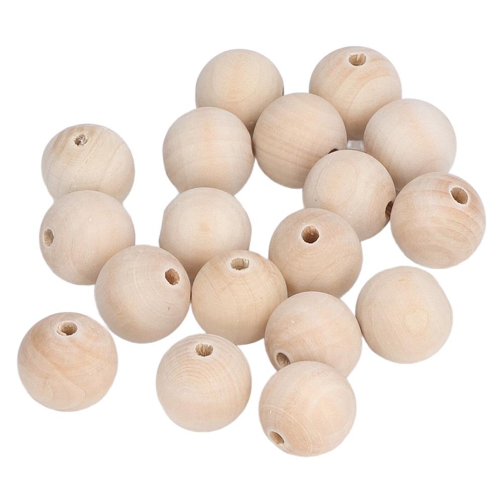 50pcs Natural 30mm Diameter Wooden Beads Ball Shaped Large Hole Wood Drawer Pulls Wood Cabinet Knobs For Crafts