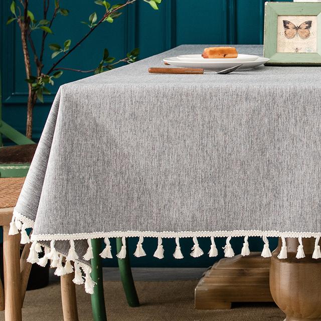 Rectangular Cotton And Linen Tablecloth Waterproof Antifouling Cover Outdoor Dining Table Cloth