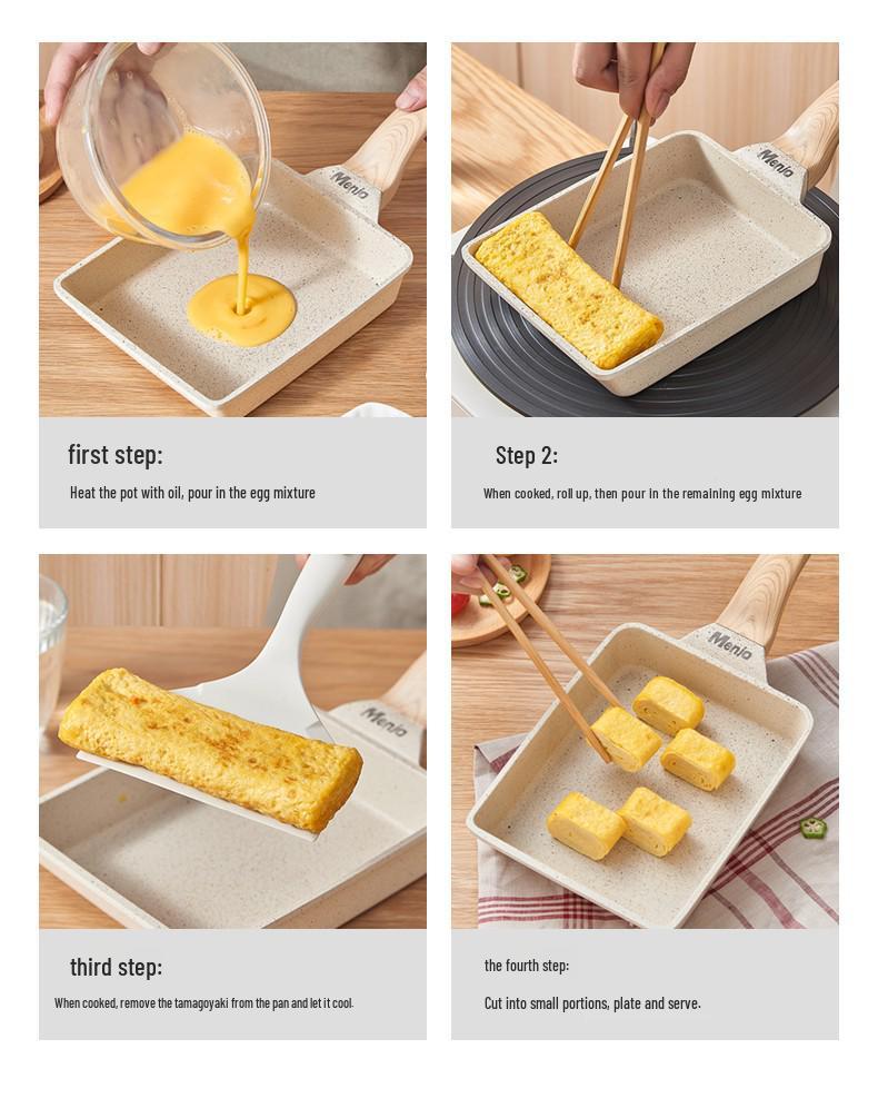 Mingjue Non-stick Japanese Atsuyaki Tamagoyaki Square Frying Pan with Maifan Stone for Eggs