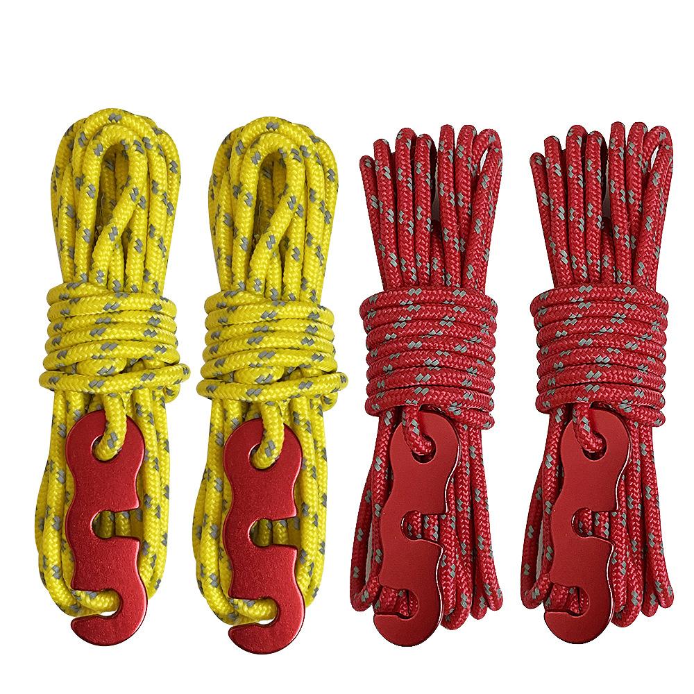 4 Sets Reflective Tent Ropes with Quick-Adjust Buckles – Windproof, High-Strength & Night Visible for Camping Safety