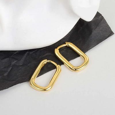 Pendientes Elípticos de Línea Geométrica Oro/Plata en Forma de U Vintage Cuadrados de Declaración para Mujeres