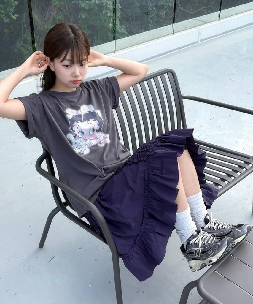RONRON Betty Boop Ribbon Basic Fit T Shirt Charcoal