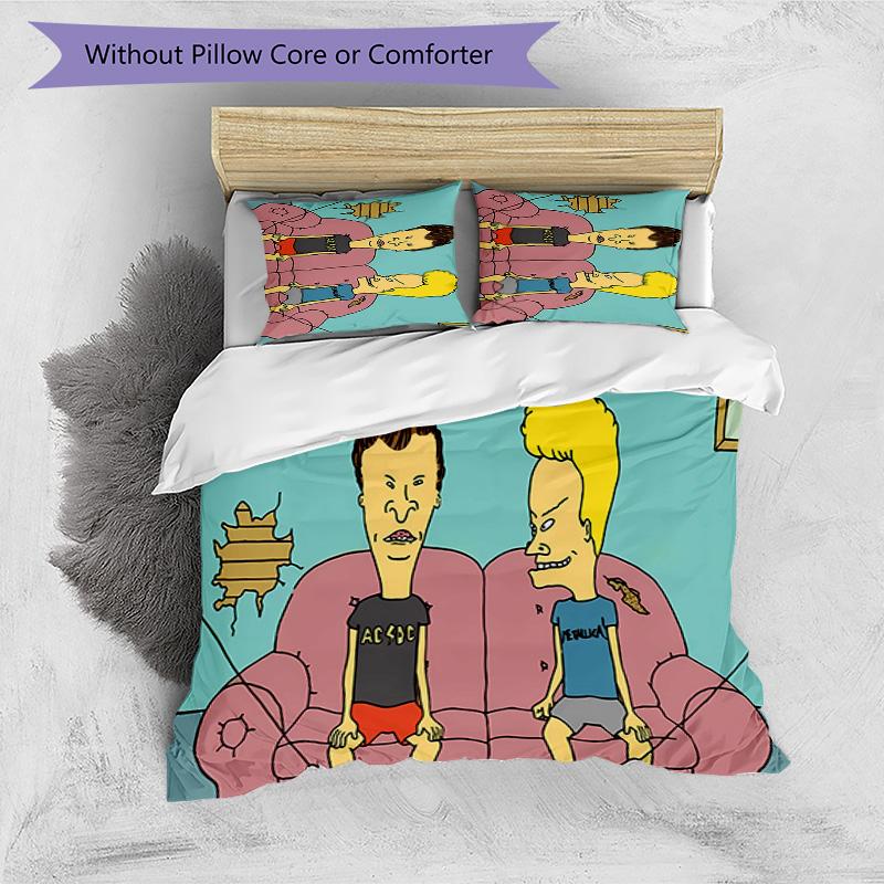 3pcs Funny B-Beavis and Butt-Head pattern bedding set duvet cover set includes duvet cover &pillowcases, perfect all season bedroom decoration & gift