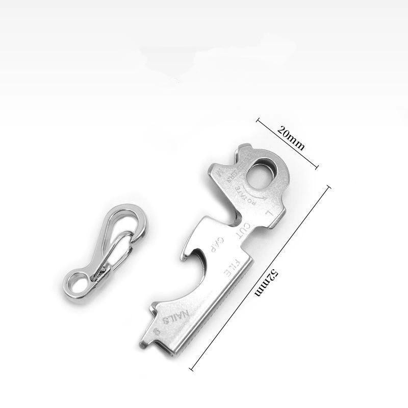 Multifunctional Bottle Opener Keychain Tool Hanger Tweezers Nail File Bottle Driver Screwdriver Stainless Steel Outdoor Camping