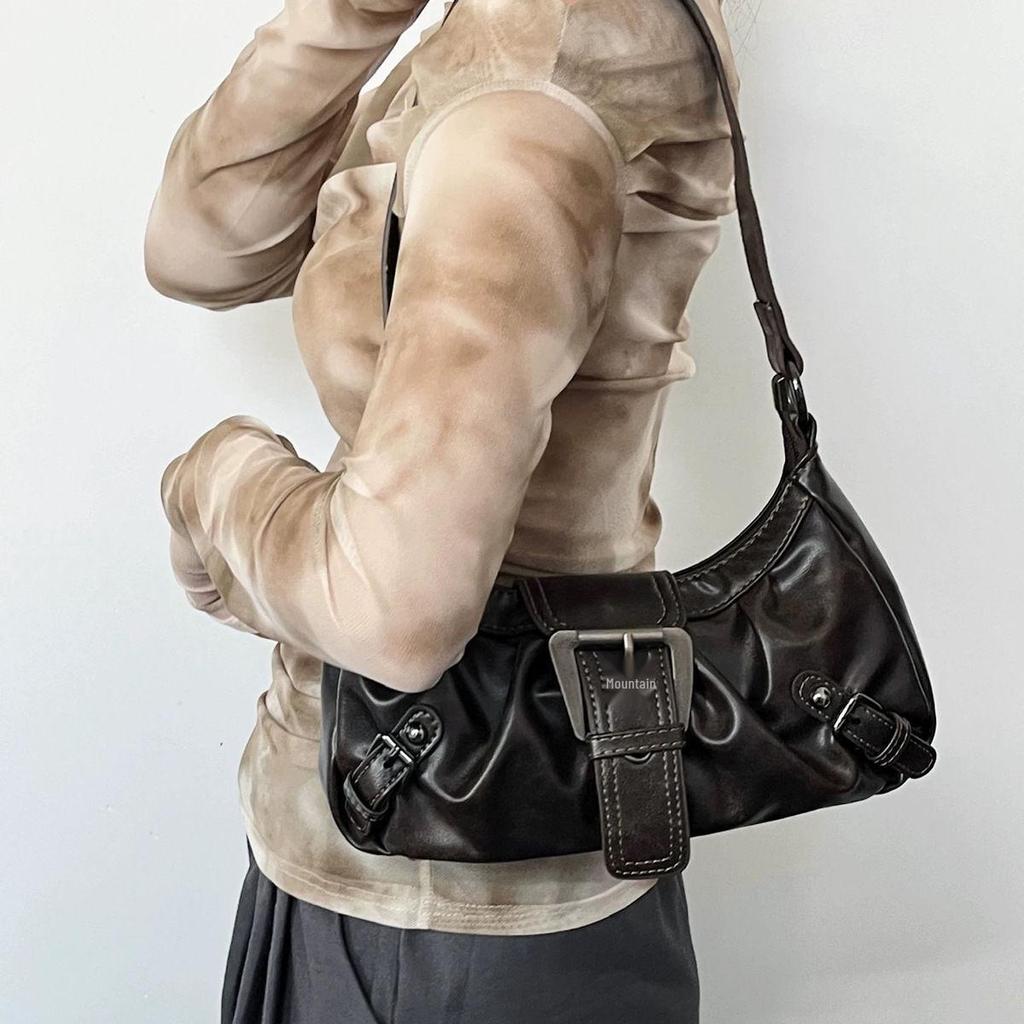 Wiosenna Retro Y2K Torba na Ramię Dwukolorowa Skórzana Wasteland 2024