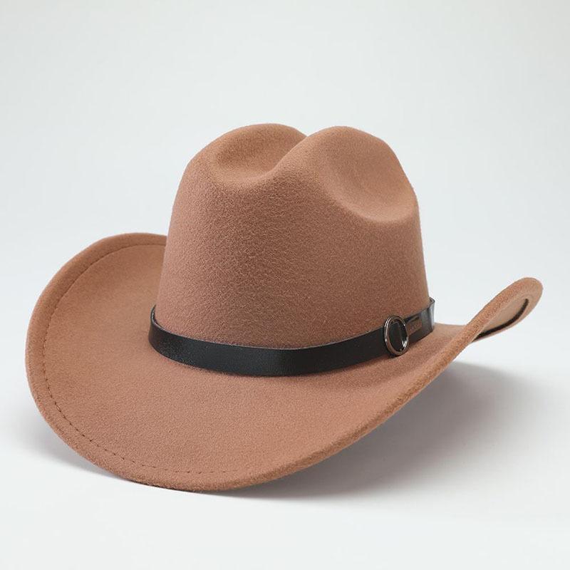 New European and American one-word woolen hat Western cowboy hat Top hat Men's and women's hats Travel jazz hat
