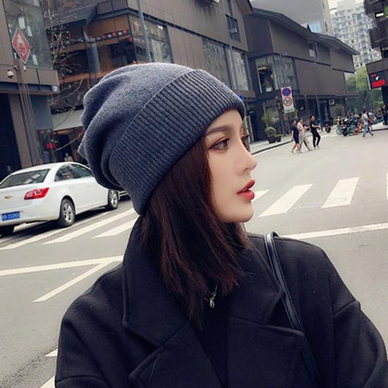 

Осенне-зимняя женская черная шерстяная вязаная модная корейская шапка для отдыха M(56-58cm) серый